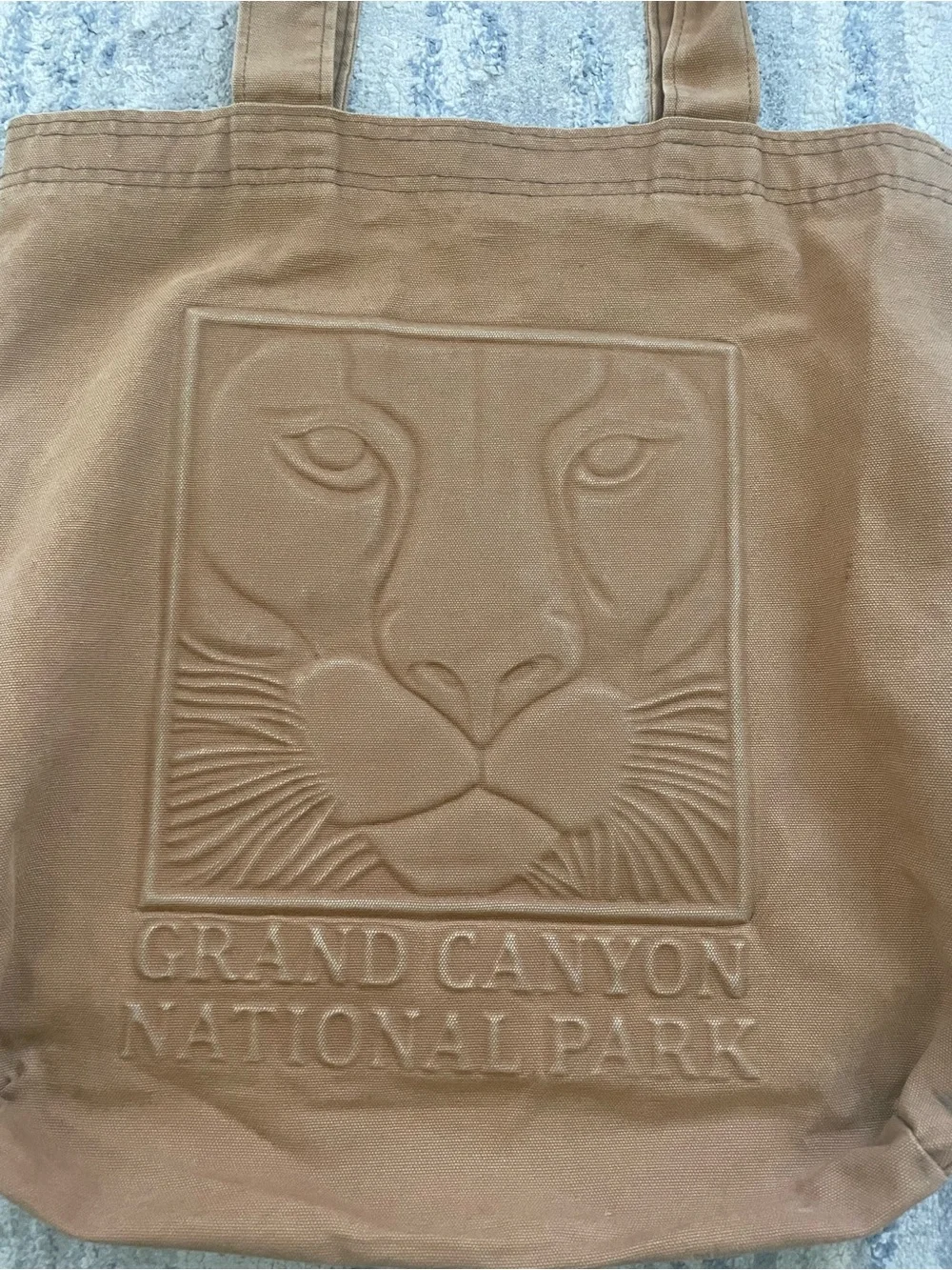 Grand Canyon National Park Brown Embossed Lion Tote Bag Double Handles USA